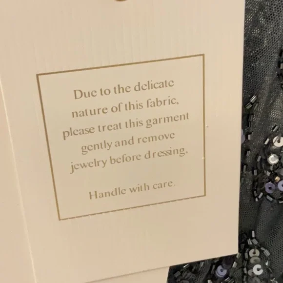 Mac Duggal - Dark Gray Beaded Long Sleeve Evening Gown - Picture 6 of 8